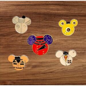 5 Mickey Head Disney Parks Trading Pins, Plus 2 Bonus Pins